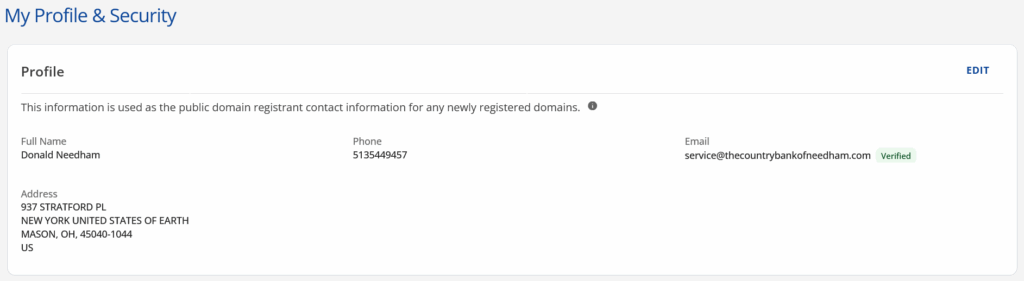 My Profile & Security screenshot 2025 11 01 at 12 05 58 my account